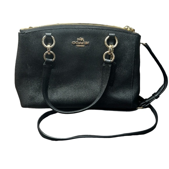 Coach Handbags - Coach Mini Christie Carryall Bag Black Crossgrain Leather Handbag Crossbody
